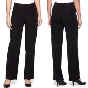 Misook XL Straight Leg Pull On Knit Pants Black Elastic Waist 30” Inseam